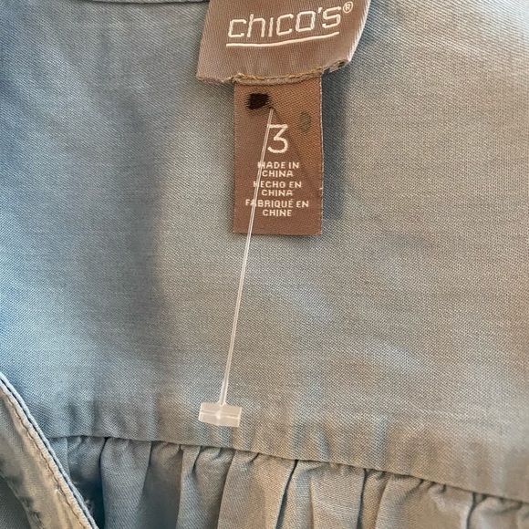 Chicos Blue Cutaway Neck Top NWOT Size 3 = 18/18 SKU0094 - Picture 6 of 8